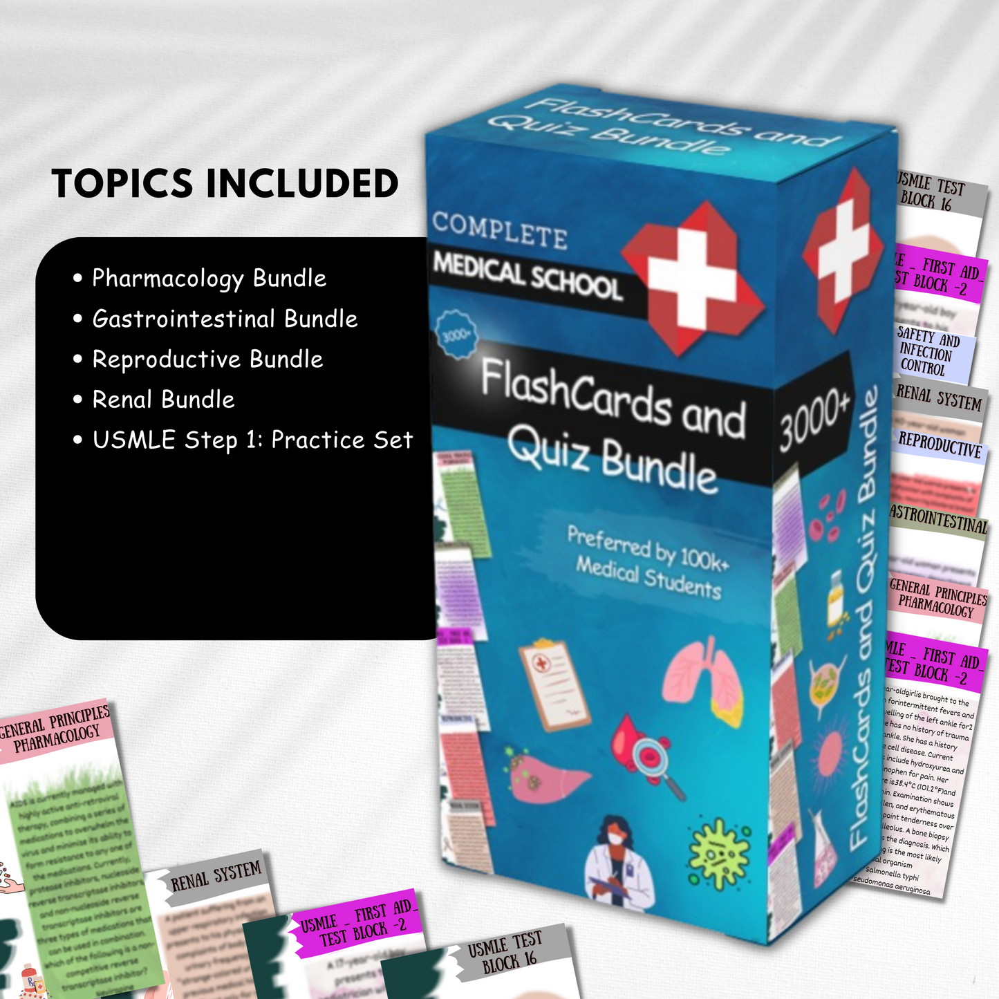 3000+ Flashcards &  Quiz Bundle for USMLE and Med School Prep